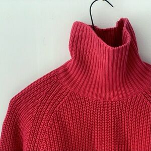 vintage 90s Lands End ribbed cotton sweater, cherry red